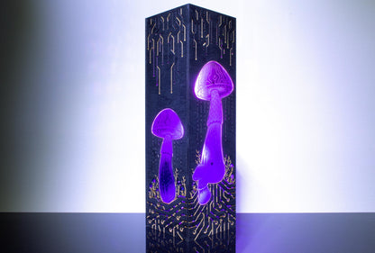 Cyber Mushroom Lamp – Cyberpunk Style LED Light with Binary Code Rain – Sci-Fi Tech Decor & Gift