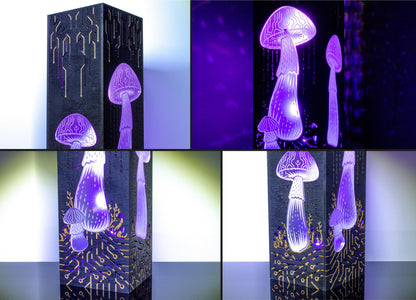 Cyber Mushroom Lamp – Cyberpunk Style LED Light with Binary Code Rain – Sci-Fi Tech Decor & Gift