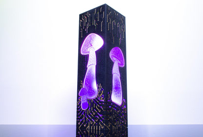 Cyber Mushroom Lamp – Cyberpunk Style LED Light with Binary Code Rain – Sci-Fi Tech Decor & Gift
