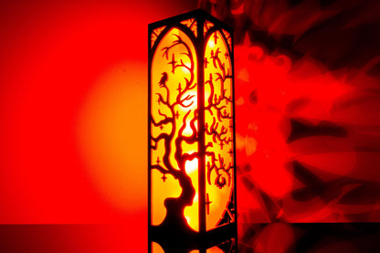 Gothic Table Lamp — Medieval Wood Light