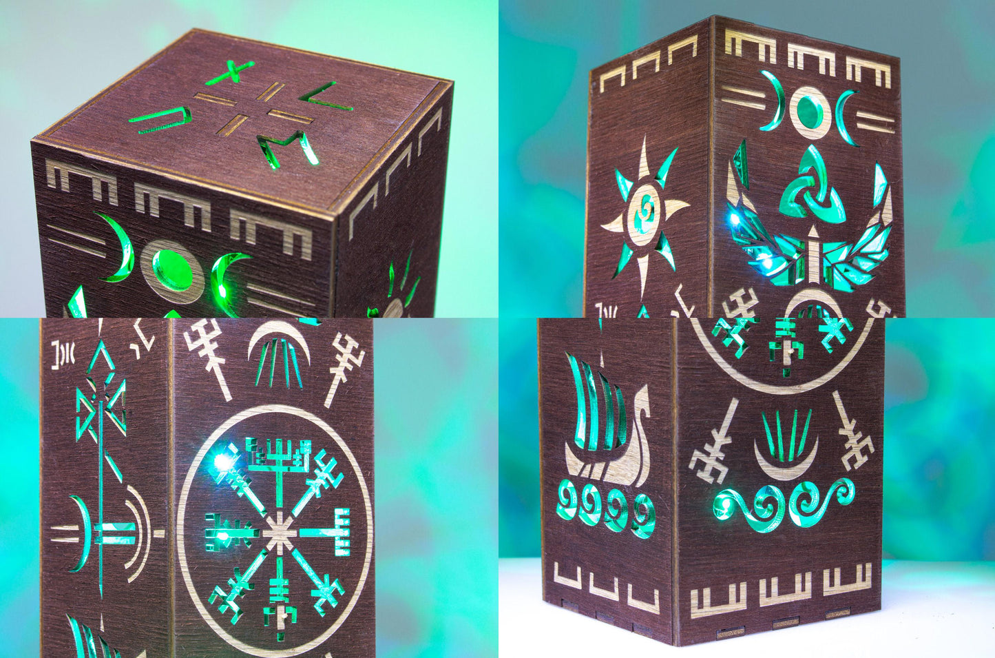 Vegvisir Lamp | Viking, Norse Runes and Mythology Symbols | RGB LED Lamp