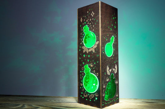 Magic Potion Lamp | Mystical Wizard Style Night Light | Potion of Love, Death, Luck