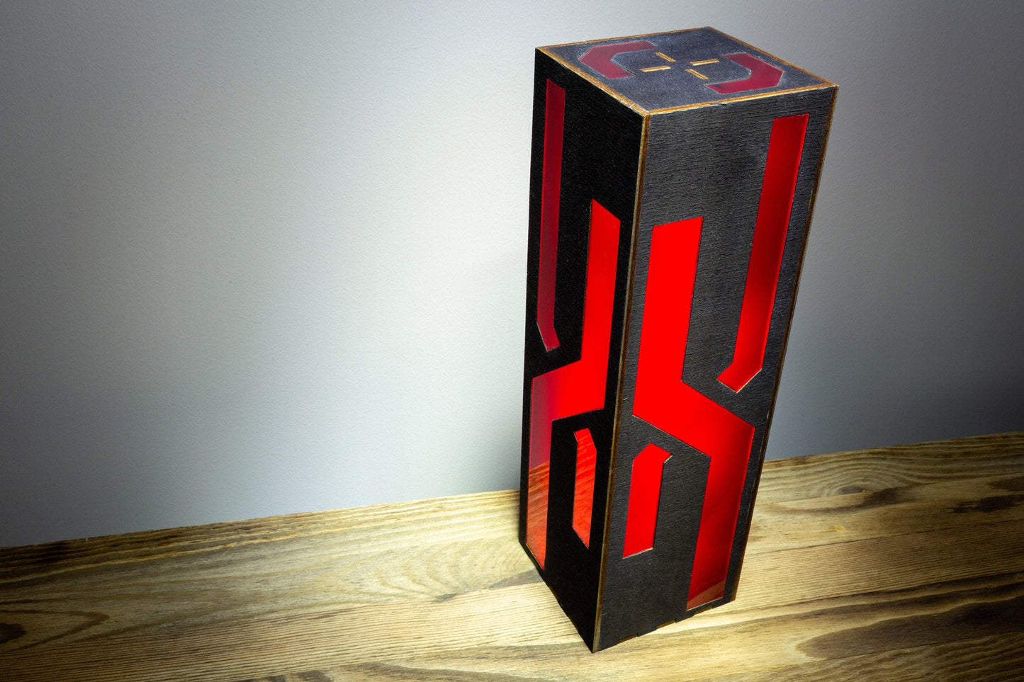 Black Neon Lines Night Lamp | Wood & Plastic, Gamer Decor