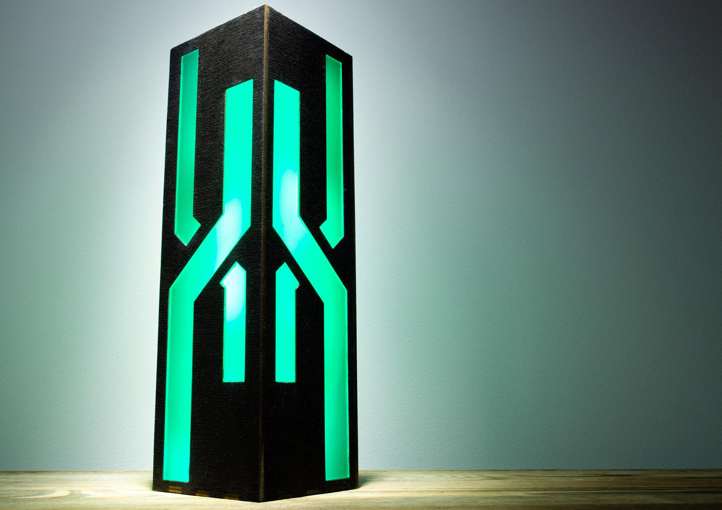 Black Neon Lines Night Lamp | Wood & Plastic, Gamer Decor