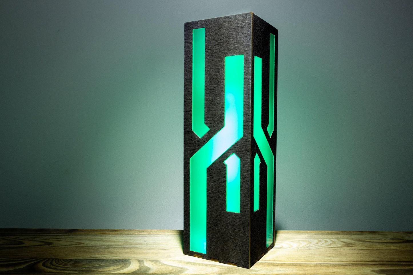 Black Neon Lines Night Lamp | Wood & Plastic, Gamer Decor