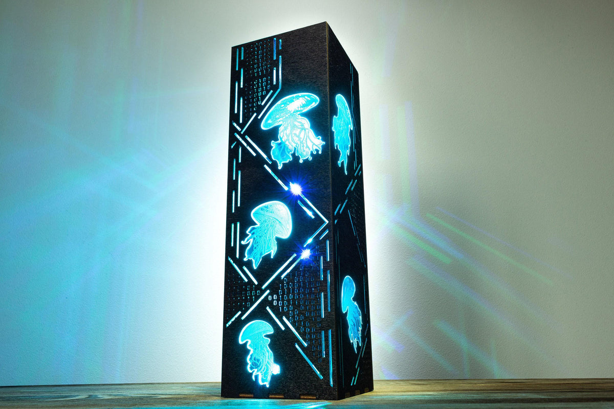 Cyber Jellyfish Lamp — Binary Code Light