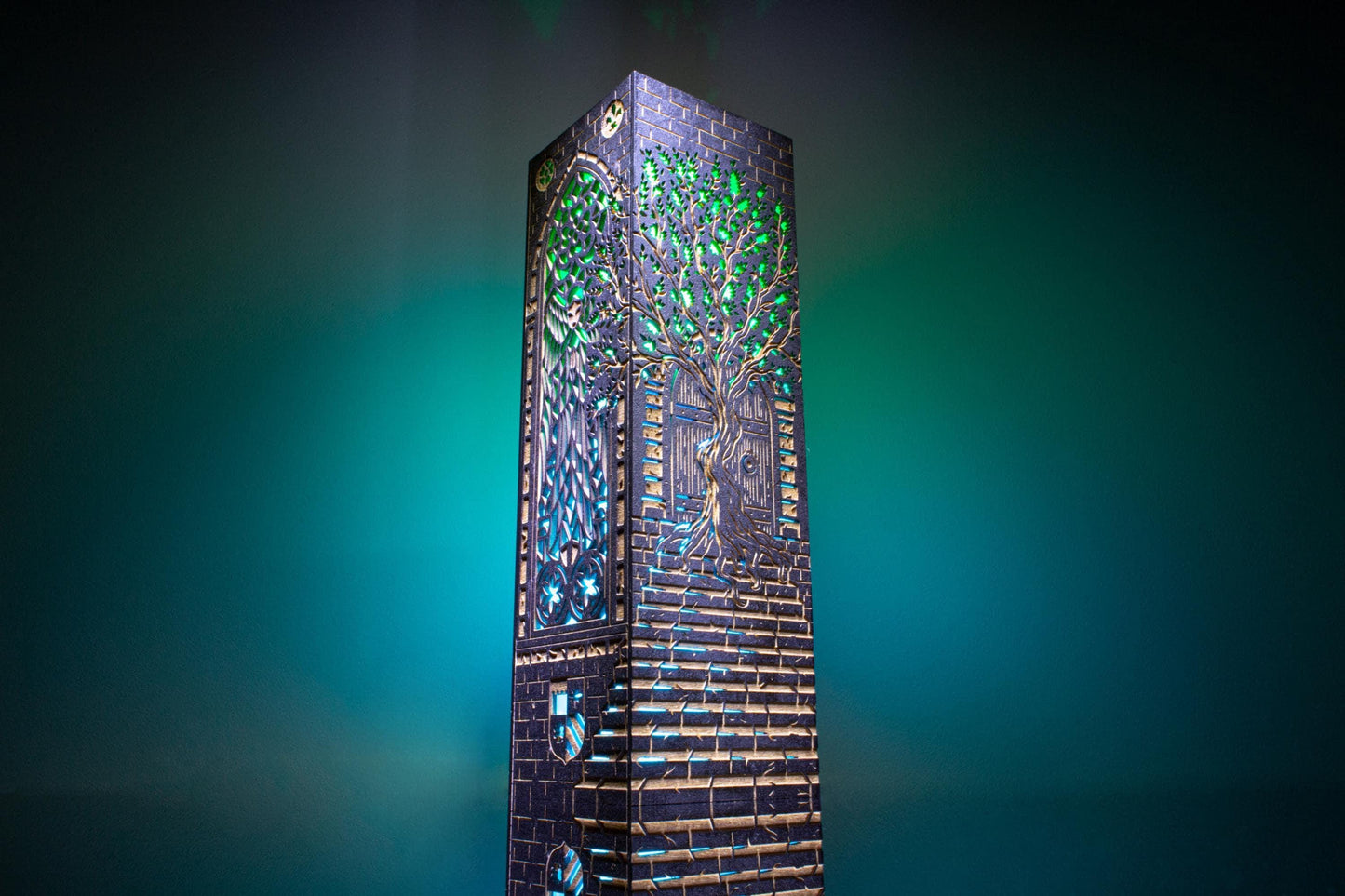 Gothic Cathedral Lamp — Stained Wood Light