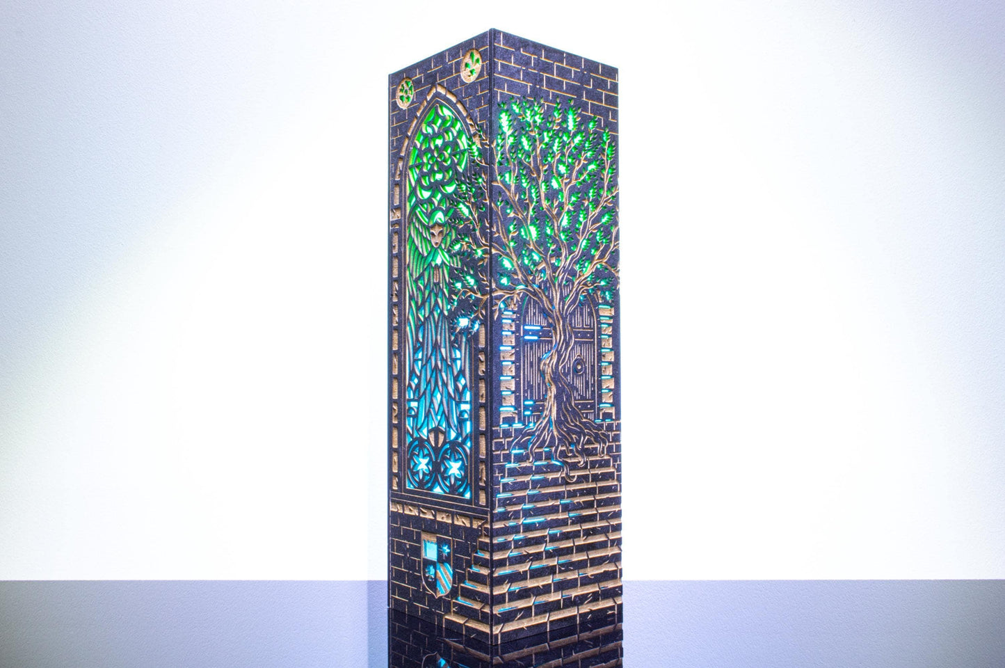 Gothic Cathedral Lamp — Stained Wood Light