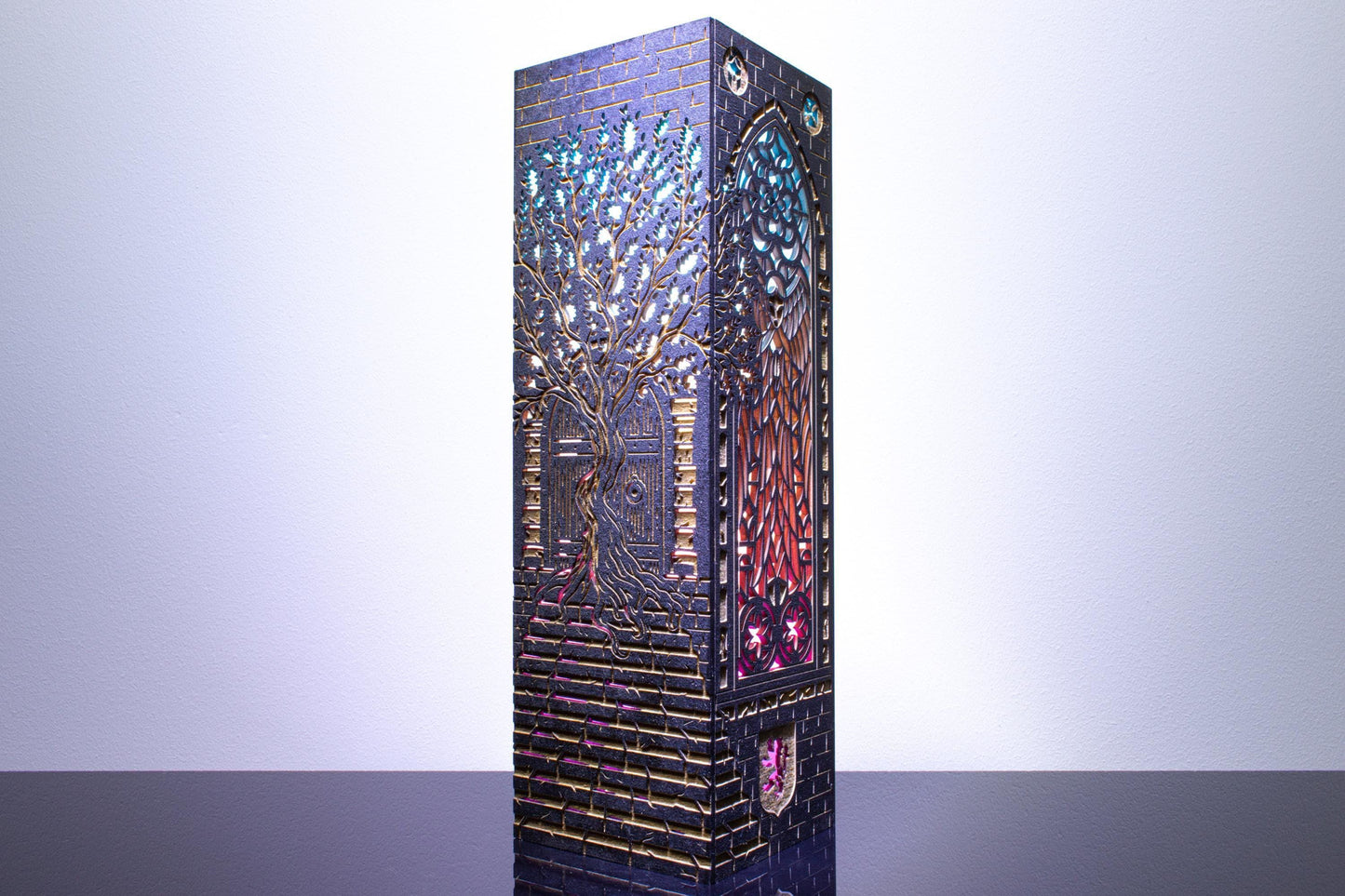 Gothic Cathedral Lamp — Stained Wood Light